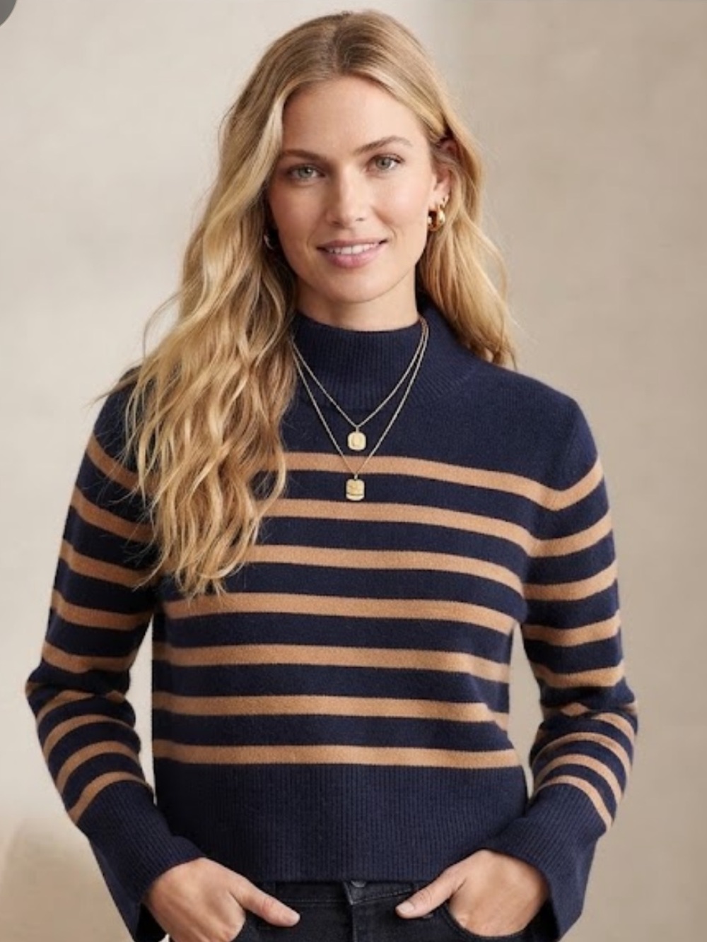 LIKE NEW J. CREW Striped Mock Neck Sweater in SUPER SOFT YARN~Small